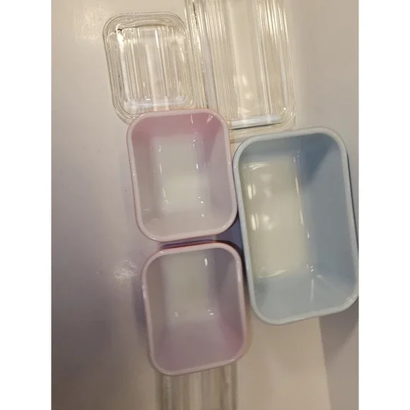 Vintage PYREX Refrigerator Dishes 3 Piece Set W 2 Lids 501, 502 Primary Colors - Picture 8 of 16